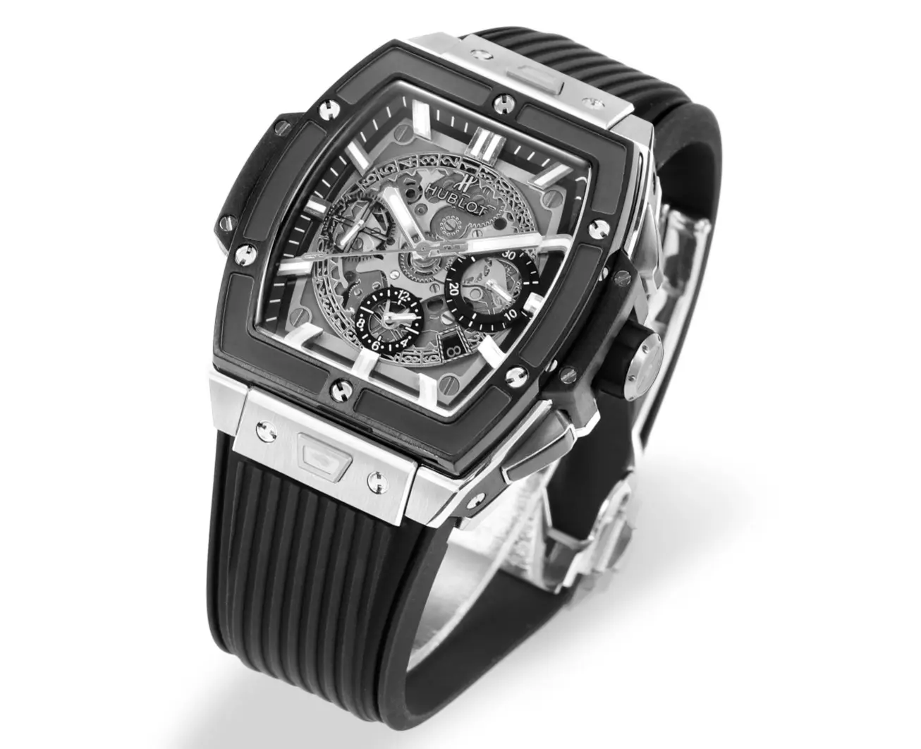 Functional GS Factory HUBLOT Spirit of Big Bang Black & Silver Limited Edition Watch – Model 642.NX.0170.RX with Rubber Strap – Best Replica Watch 5842